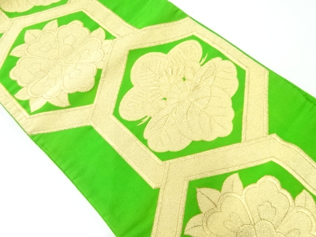 JAPANESE KIMONO / ANTIQUE FUKURO OBI / SILK / WOVEN KIKKO & FLOWERS